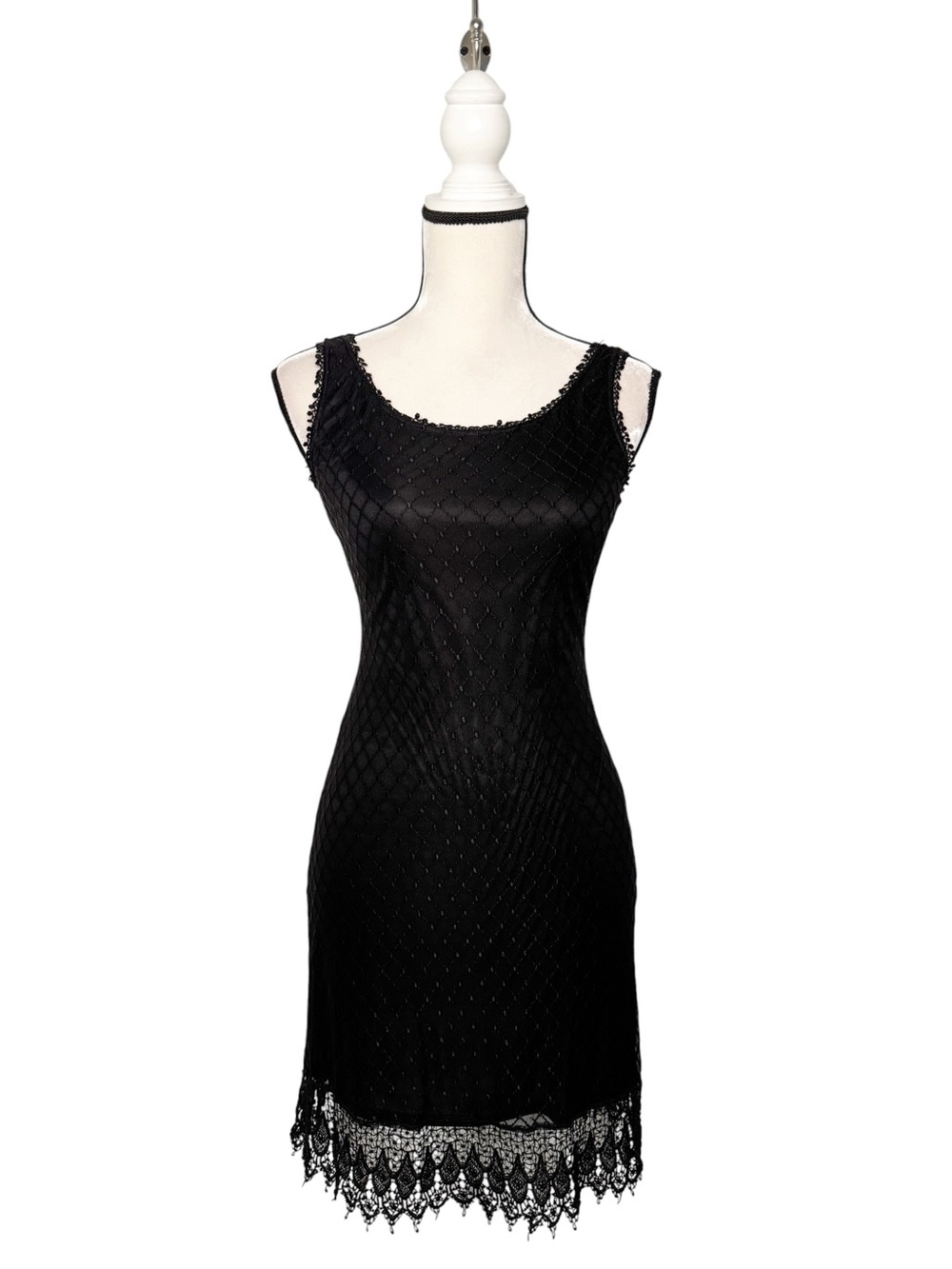 ABS Black Lace Sleeveless Dress Size S